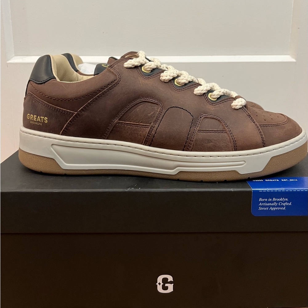GREATS‎ Brooklyn Cooper Low Lace-Up Brown Sneakers